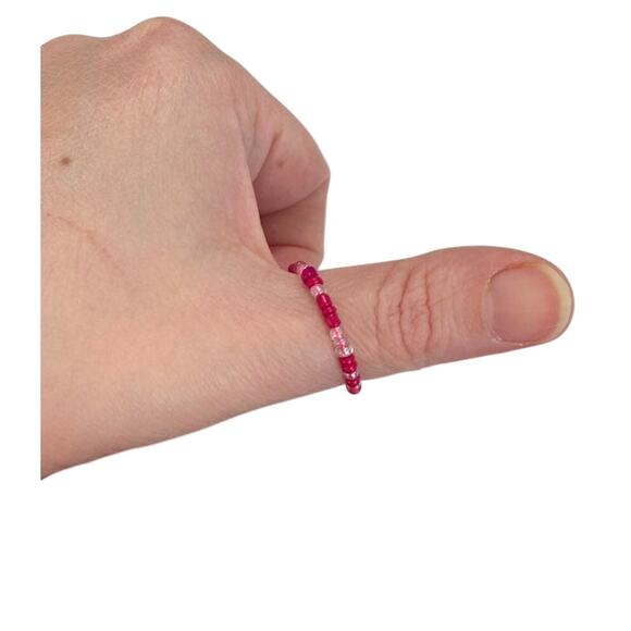 pink beaded ring gold tone - Picture 1 of 5